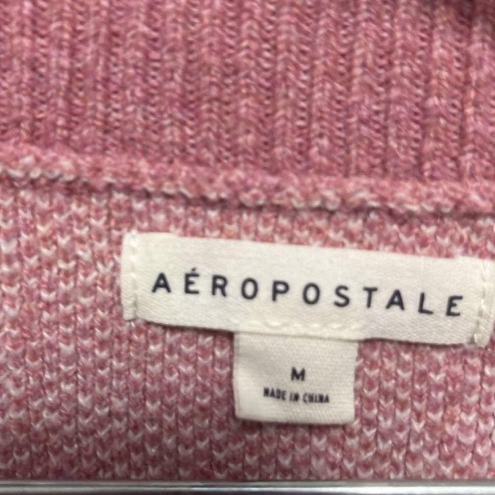 Aeropostale- vneck pink and white plaid sweater - Picture 3 of 6